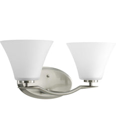 Bravo 2-Light Etched Glass Modern Bath Vanity Light Brushed Nickel