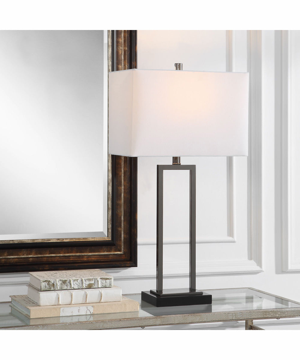 29"H 1-Light Table Lamp Metal in Black and Brushed Nickel with a Rectangular Shade