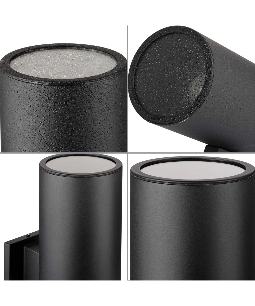 6" Outdoor Up/Down Wall Cylinder 2-Light Modern Outdoor Wall Lantern with Top Lense Black