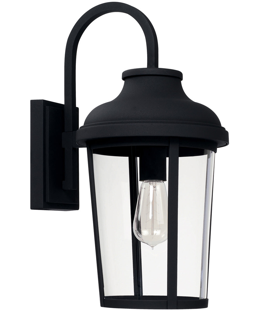 Dunbar 1-Light Outdoor Wall Mount Rain or Shine - Black with Clear Glass