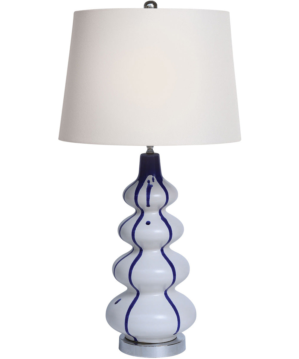 Bowered Table Lamp White/Chrome/a White Linen Shade