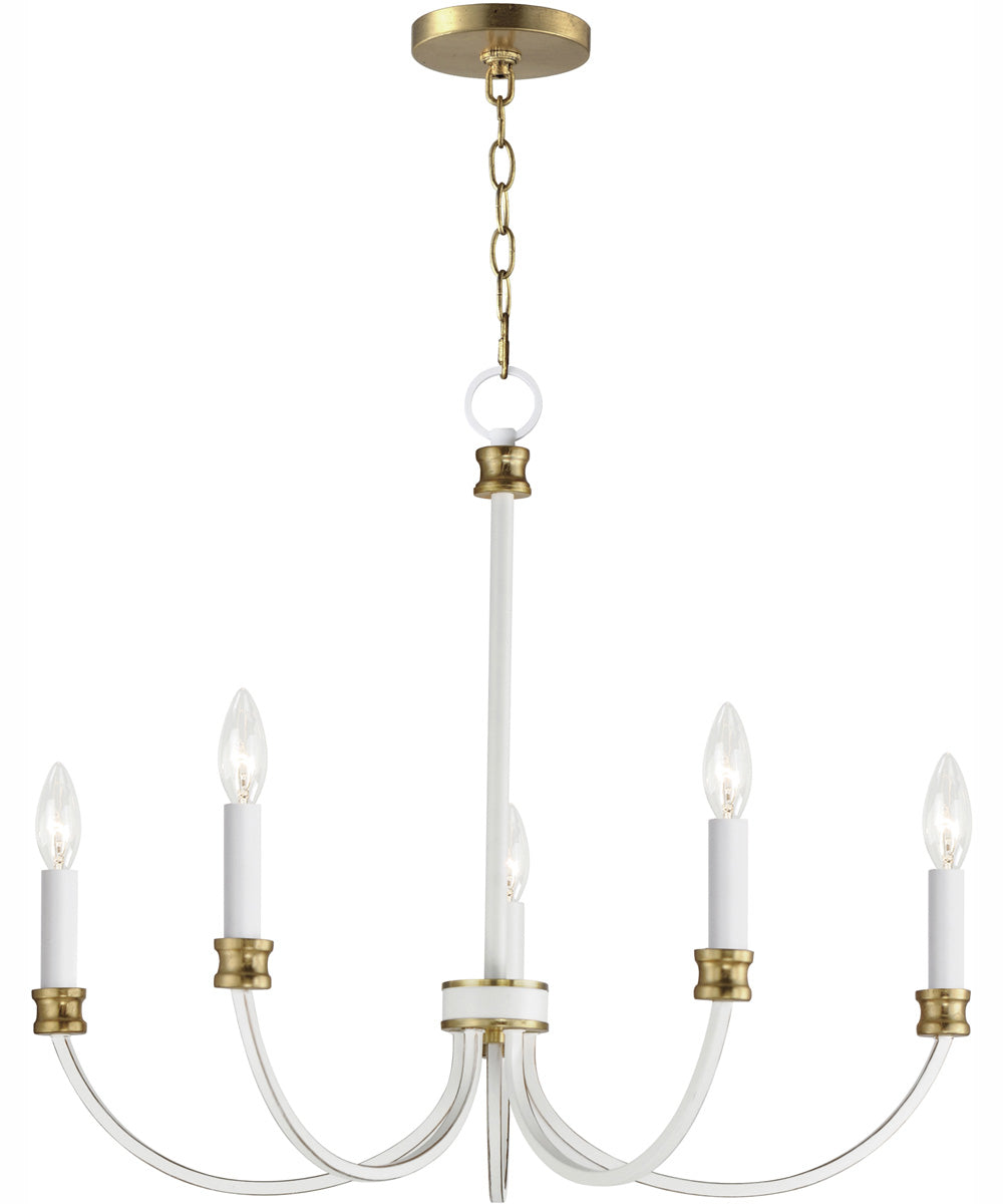 Charlton 5-Light Chandelier Weathered White/Gold Leaf