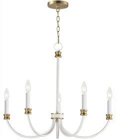 Charlton 5-Light Chandelier Weathered White/Gold Leaf