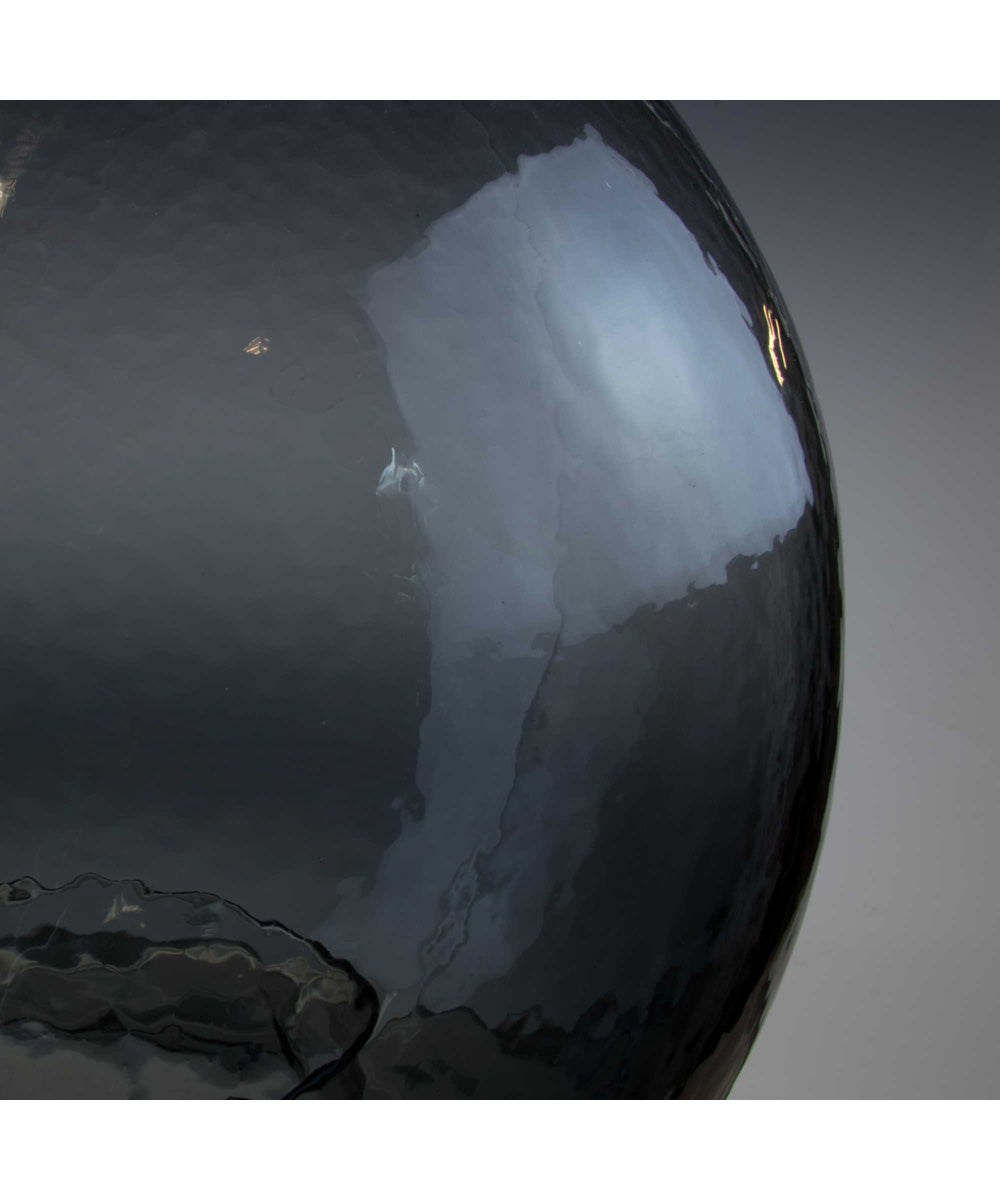 Zin 1-Light Recycled Blue Textured Glass Global Pendant Light Antique Bronze