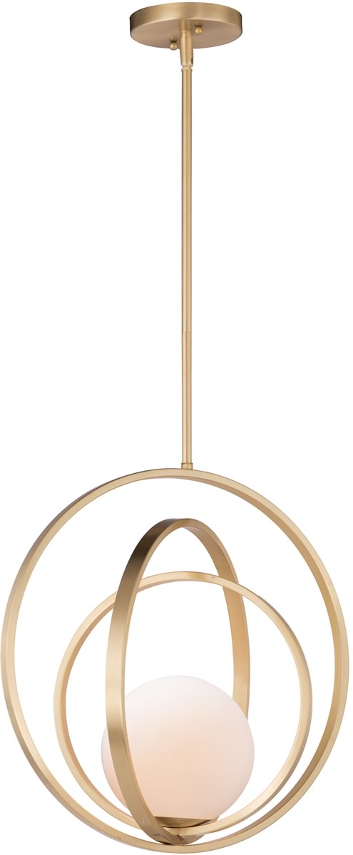 18"W Coronet 1-Light Pendant Satin Brass