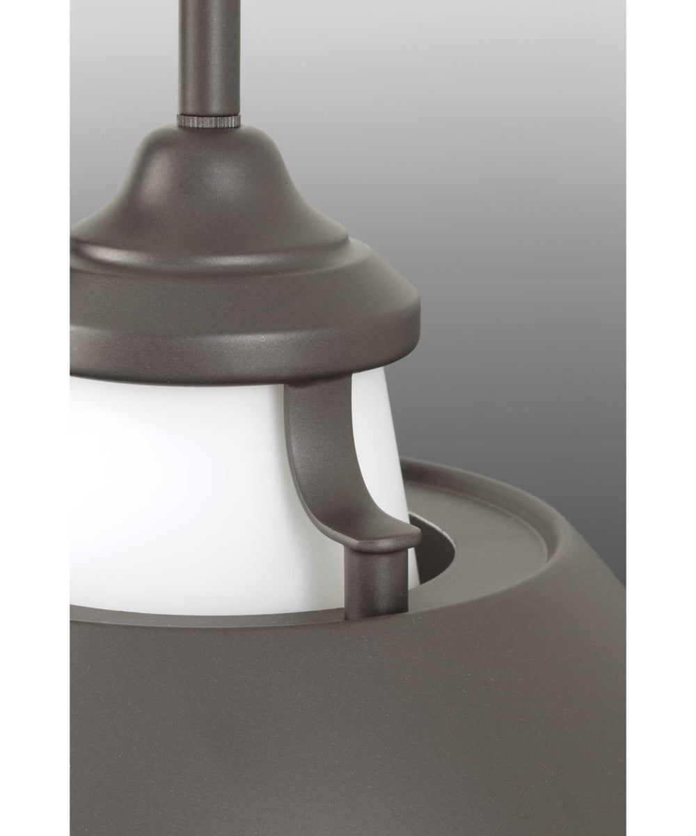 Carbon 1-Light Etched White Glass Mid-Century Modern Pendant Light Graphite