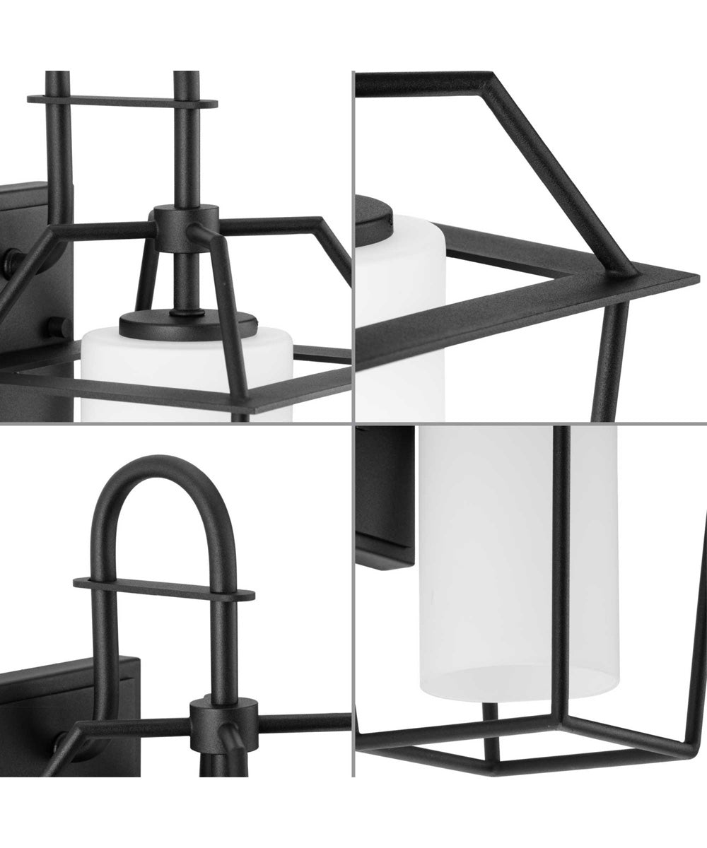 Chilton 1-Light New Traditional Etched Opal Glass Outdoor Wall Lantern Textured Black