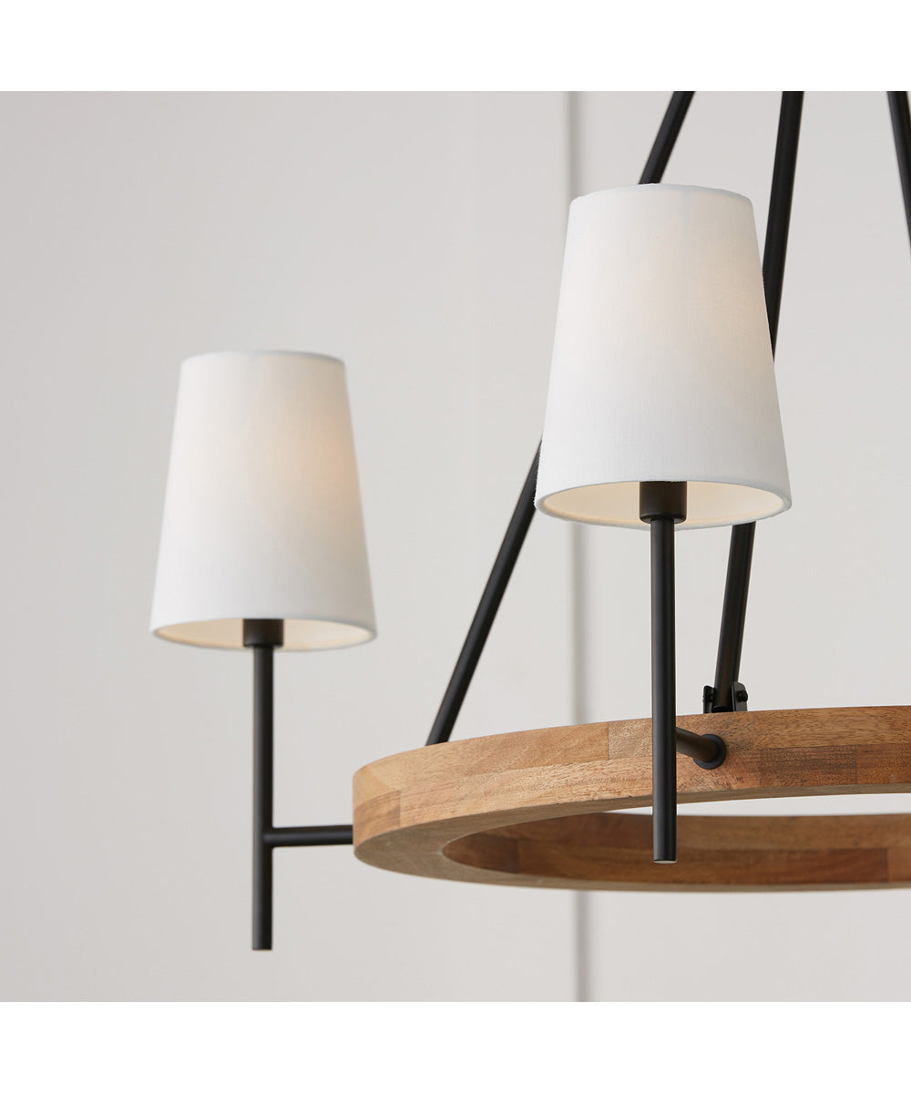 Jonah 4-Light Chandelier Light Wood and Matte Black