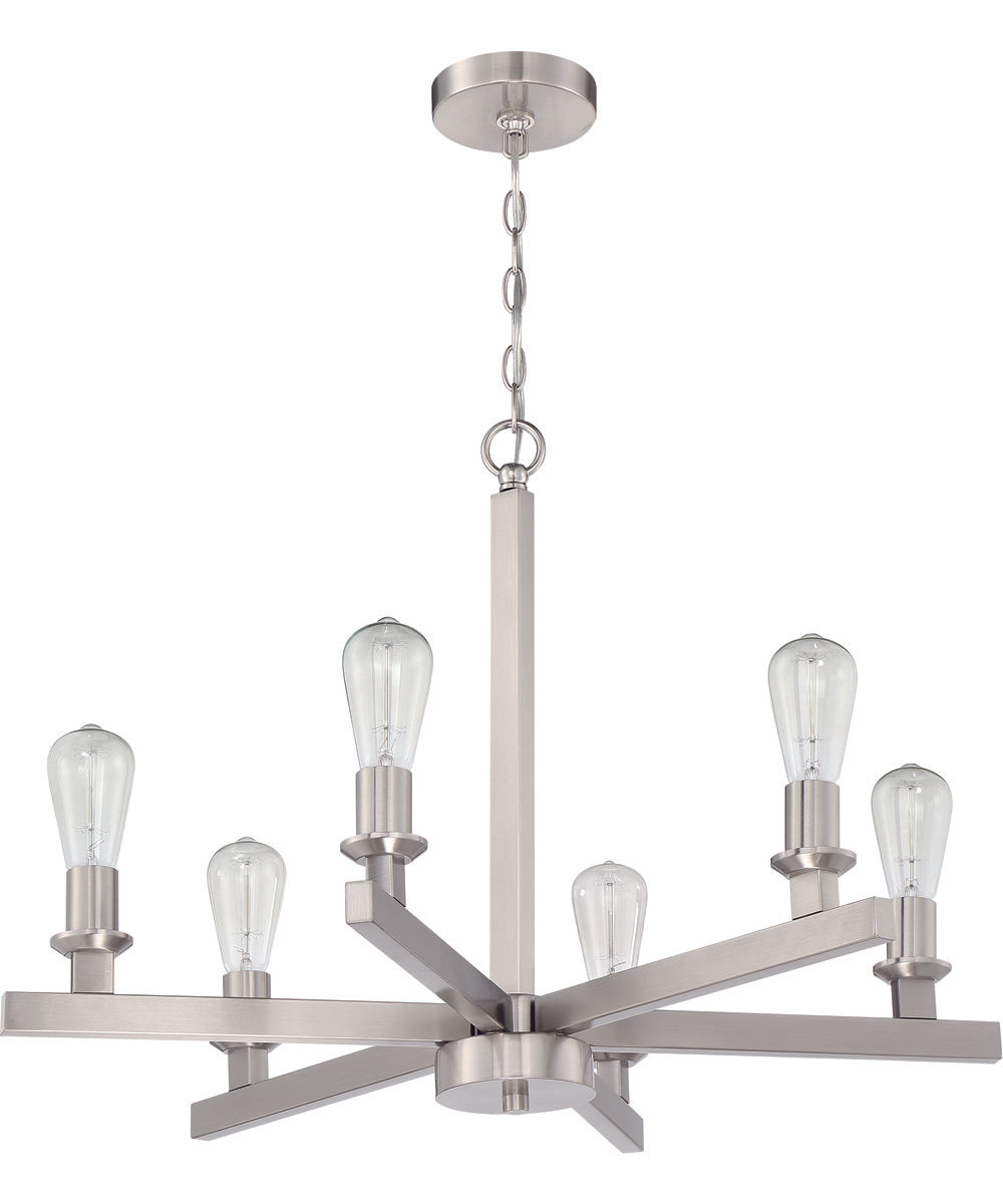 Chicago 6-Light Chandelier Brushed Polished Nickel