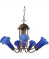 24" Wide Blue Tiffany Pond Lily 7 Light Chandelier