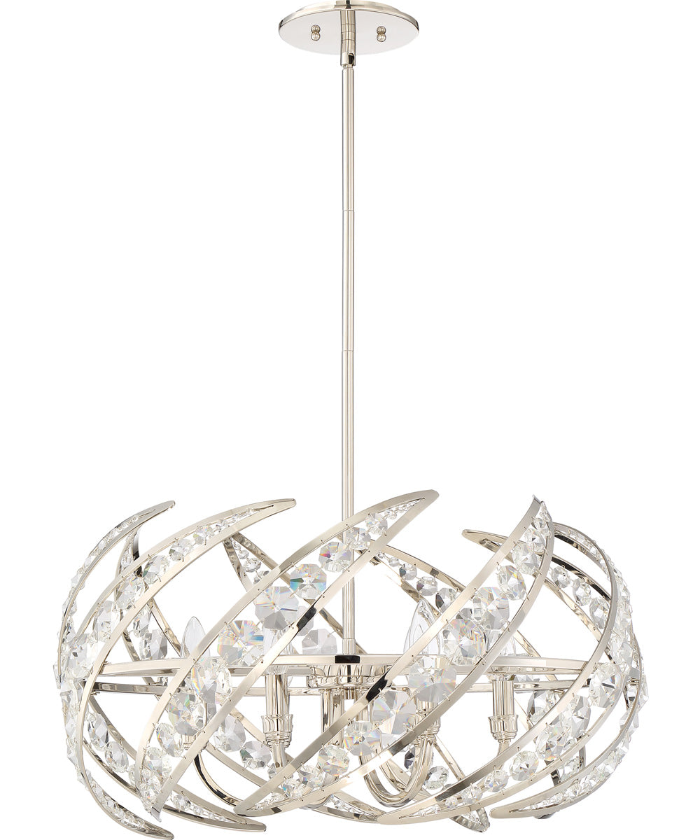 Crescent 6-light Pendant Polished Nickel