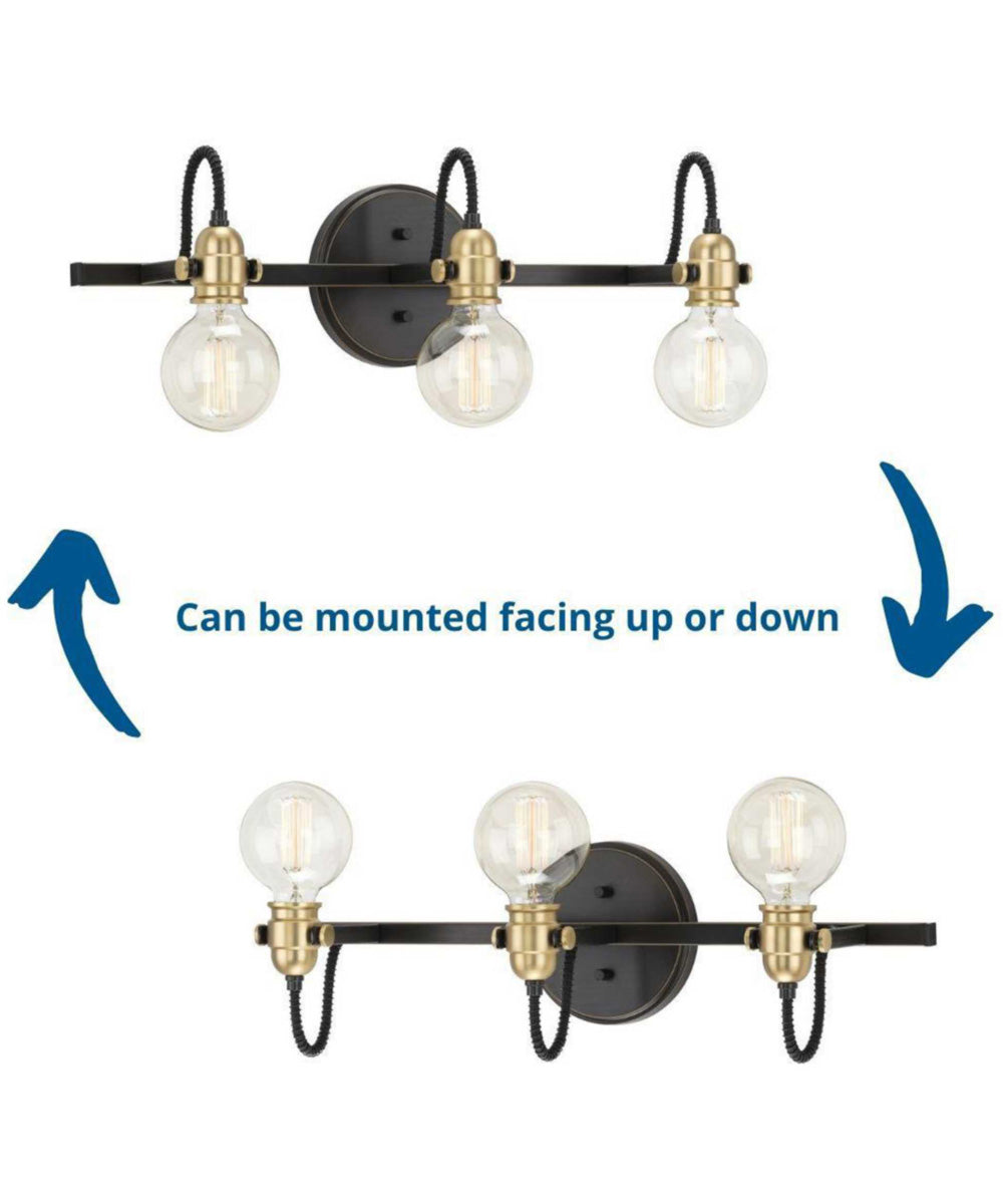 Axle 3-Light Vintage Style Bath Vanity Wall Light Antique Bronze