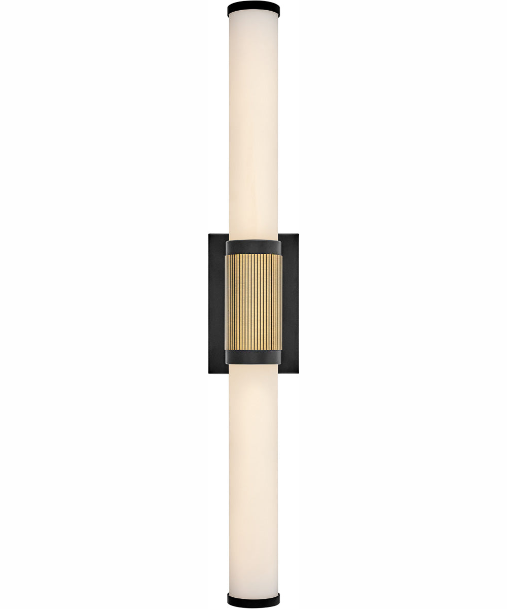 Zevi LED-Light Large LED Vanity in Black with Lacquered Brass Accents