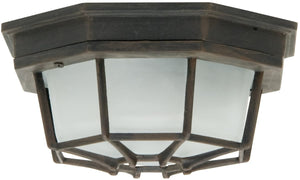 11"W Bulkhead 1-Light Outdoor Flush Mount Rust