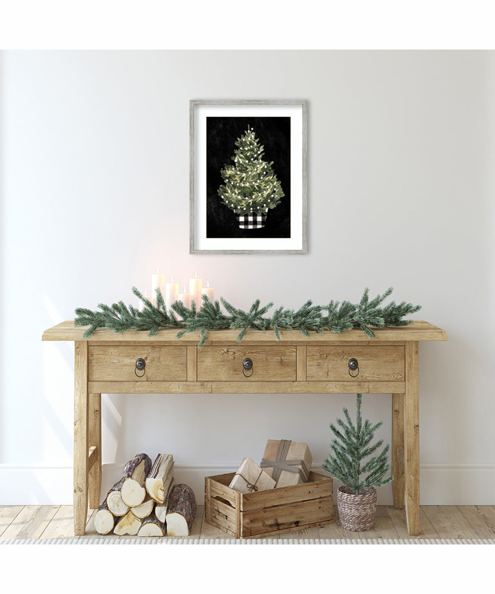 Modern Gingham Christmas Collection B by Emma Caroline Wood Framed Wall Art Print (19  W x 25  H), Shiplap White Narrow Frame