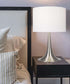 Catalina 19"H 1-Light Fluted Metal Base Table Lamp with Brushed Nickel Finish and White Linen Drum Shade