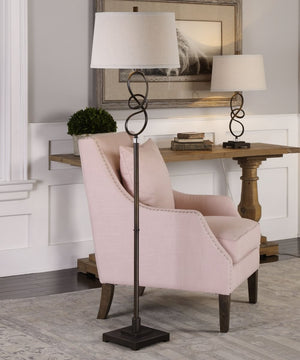65"H Tenley Twisted Bronze Floor Lamp