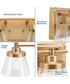 Hinton 3-Light Clear Seeded Glass Farmhouse Bath Vanity Light Vintage Brass
