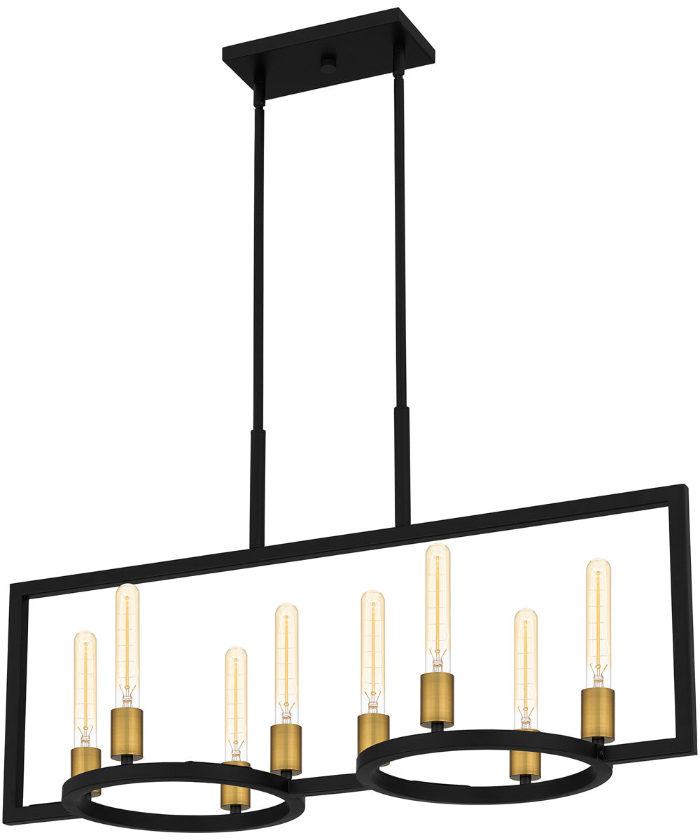 Quoizel Linear Chandelier 8-light Island Light Matte Black