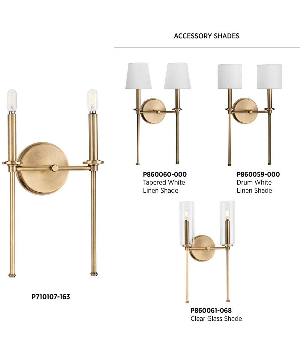 Elara 2-Light New Traditional Wall Light Vintage Brass