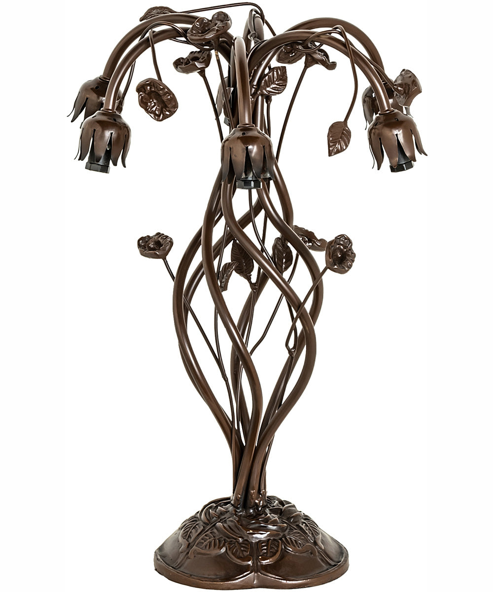 19" High Pink/White Tiffany Pond Lily 6 Light Table Lamp