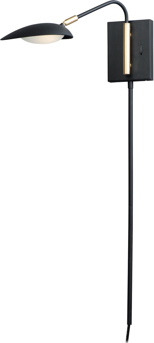 6"W Scan LED 1-Light Pin-Up Wall Sconce Black / Satin Brass