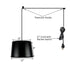 12"W 1 Light Swag Plug-In Pendant  Shallow Drum Black Shade Black Cord