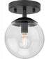 Atwell 1-Light Mid-Century Modern Semi-Flush Mount Matte Black