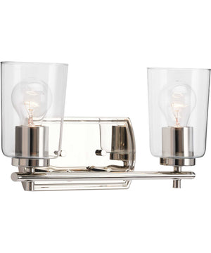 Adley 2-Light Clear Glass New Traditional Bath Vanity Light Polished Nickel
