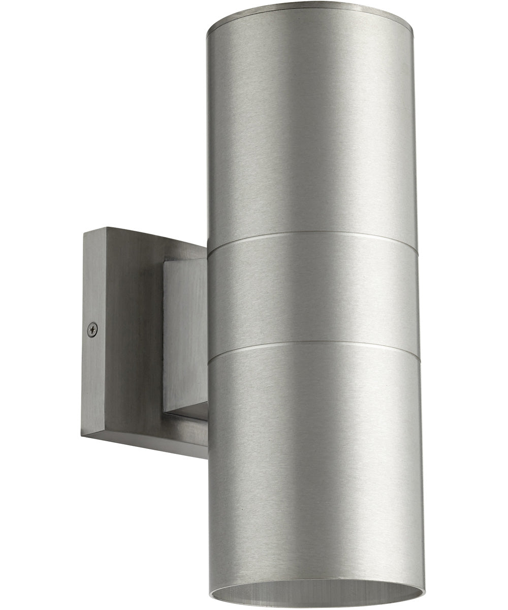 4"W Cylinder 2-light Wall Mount Light Fixture Brushed Aluminum