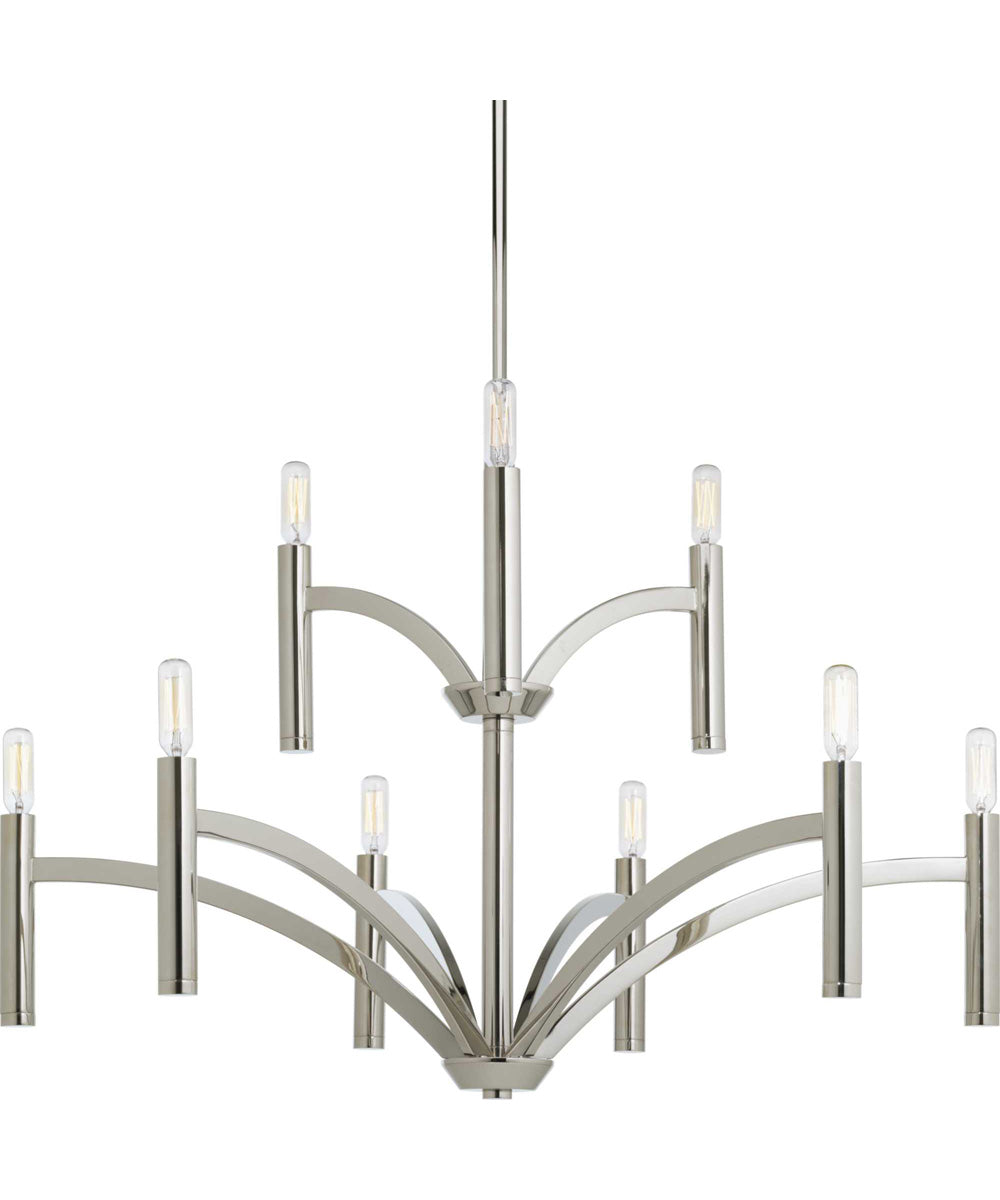Draper 9-Light Luxe Chandelier Light Polished Nickel