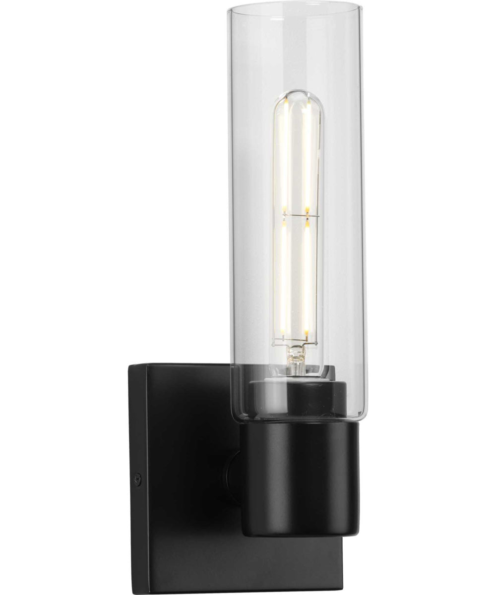 Clarion 1-Light Clear Glass Modern Style Bath Vanity Wall Light Matte Black