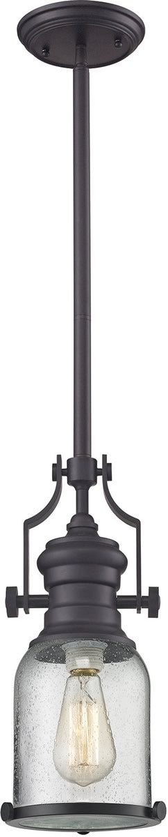 8"W Chadwick 1-Light Pendant Oil Rubbed Bronze/Seeded Glass