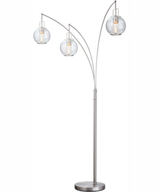Kaira 3-Light 3-Light Arch Lamp Brushed Nickel/Clear Glass Shade