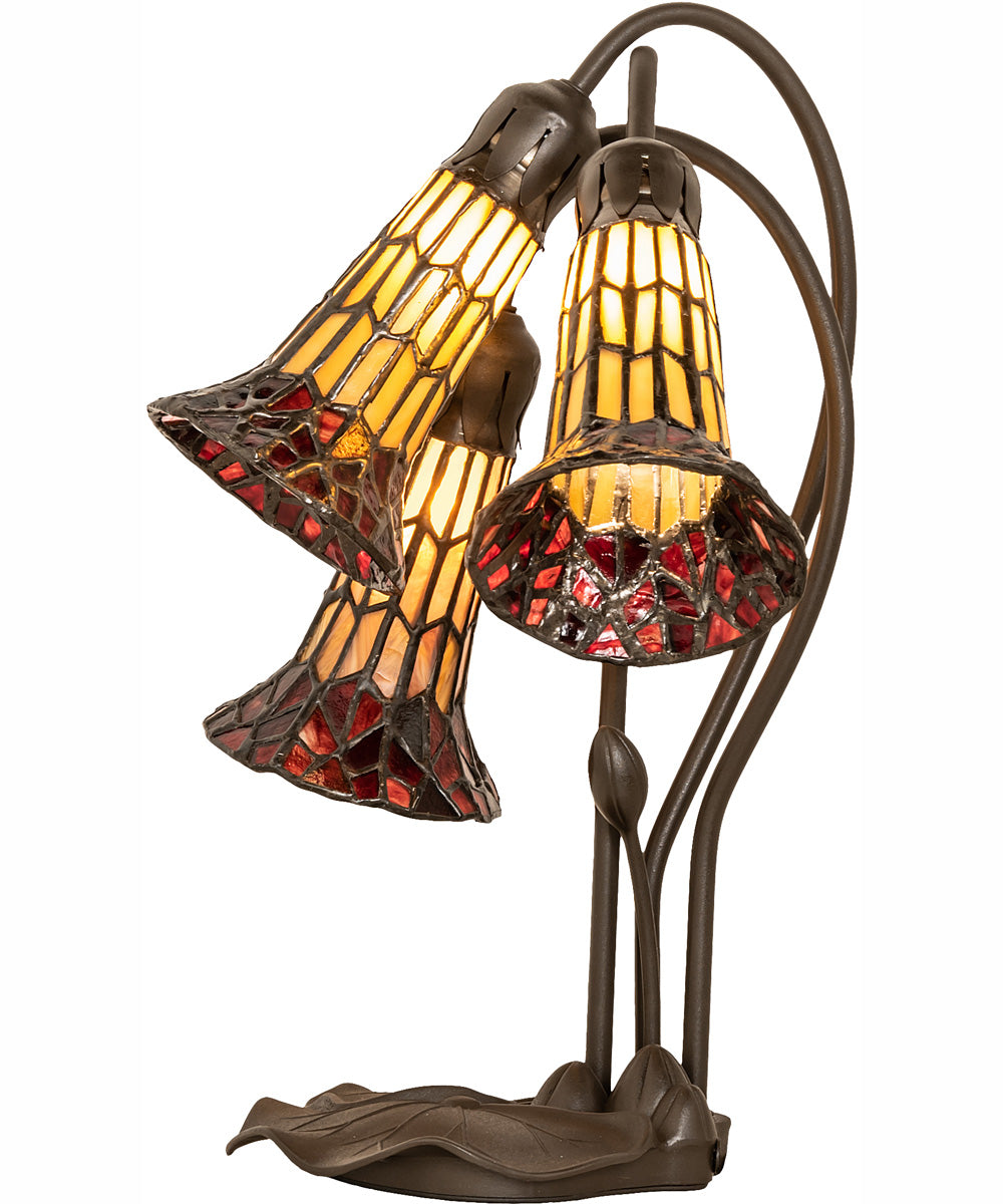 16" High Stained Glass Pond Lily 3 Light Accent Lamp