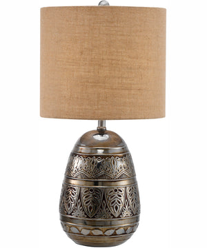 Hinata 1-Light Table Lamp Aged Bronze Ceramichrome/ Burlap Fabric Shade