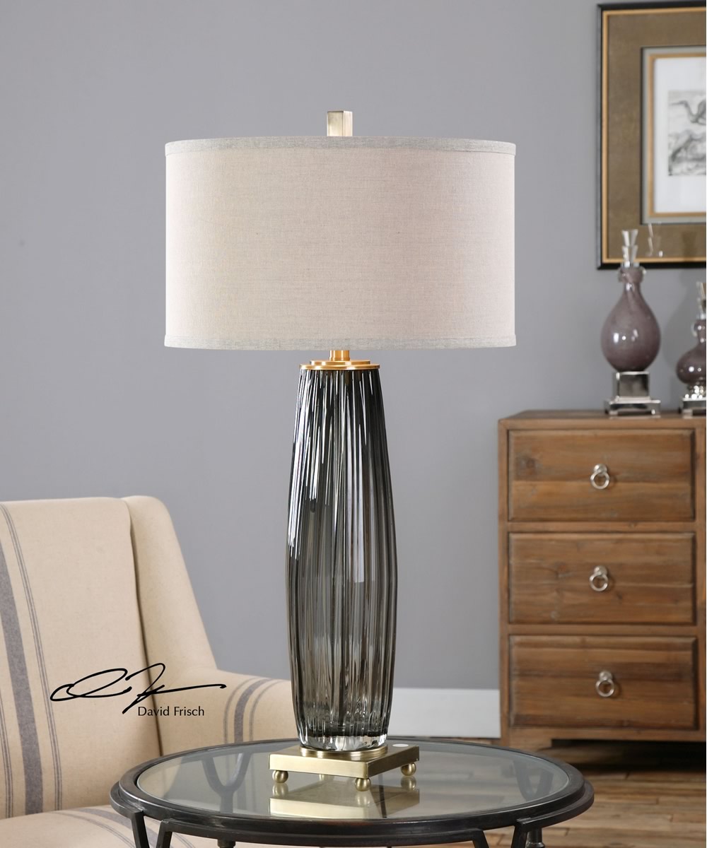 33"H Vilminore Gray Glass Table Lamp