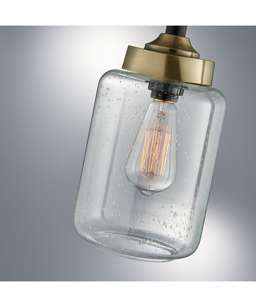 Luken 1-Light 3Pcs Floor & Table Lamp Set Black/Antique Brass/Seeded Glass