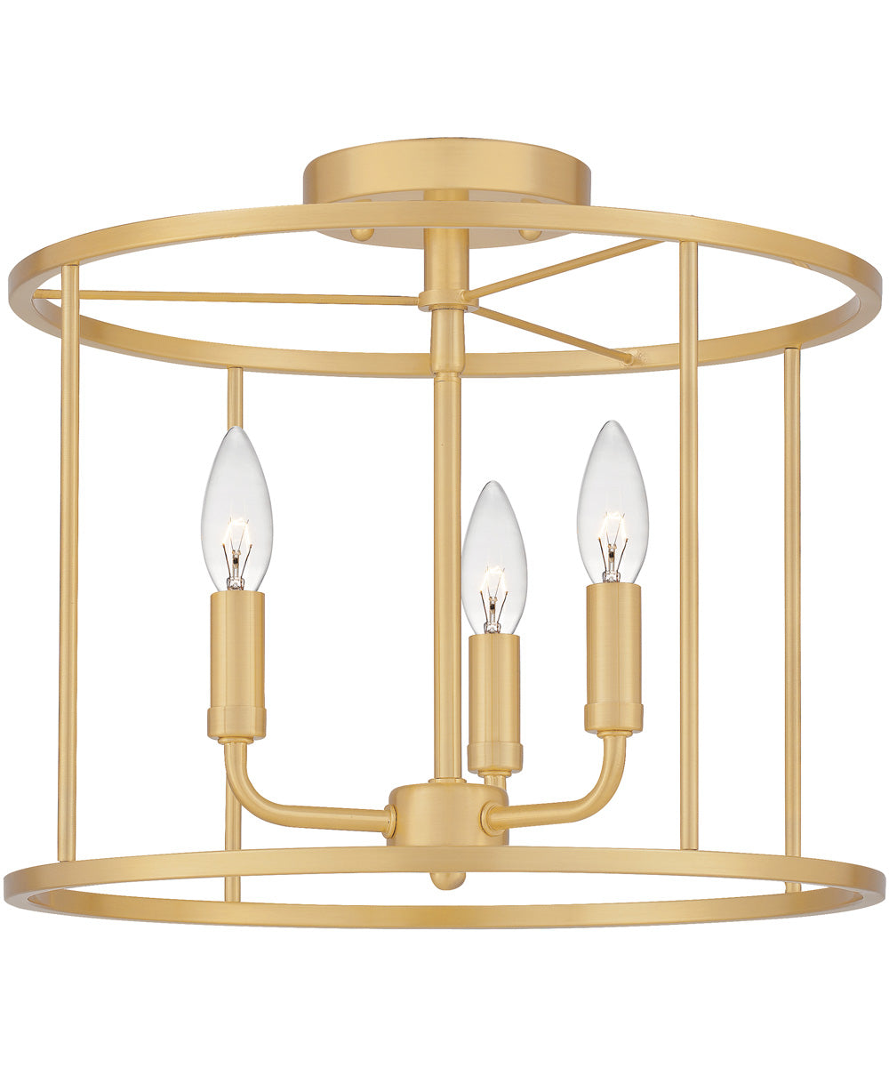 Abner 3-light Semi Flush Mount Aged Brass