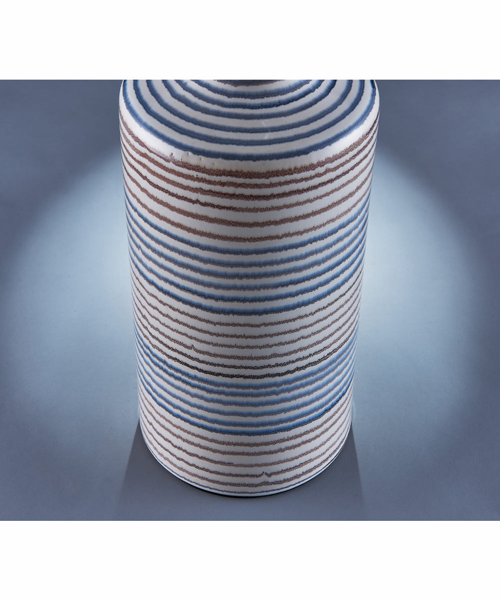 Felicia 2-Light 2 Pack-Table Lamp Striped Ceramichrome/ Light Beige Fabric