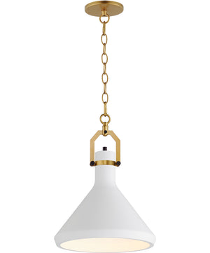 Lumi 13 inch White Plaster Pendant Satin Brass