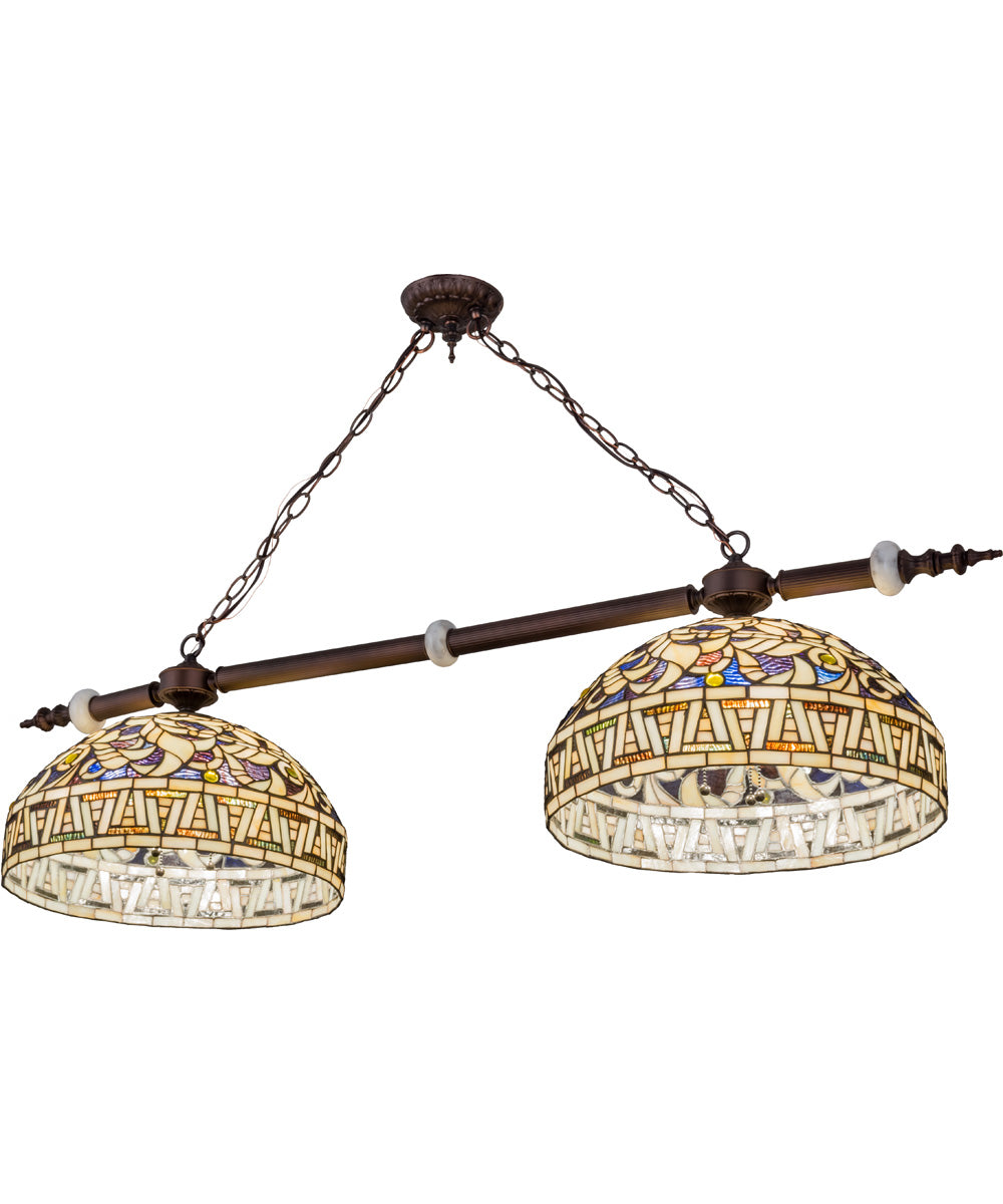 53"W Cockatoo Feathers 2 Light Island Pendant