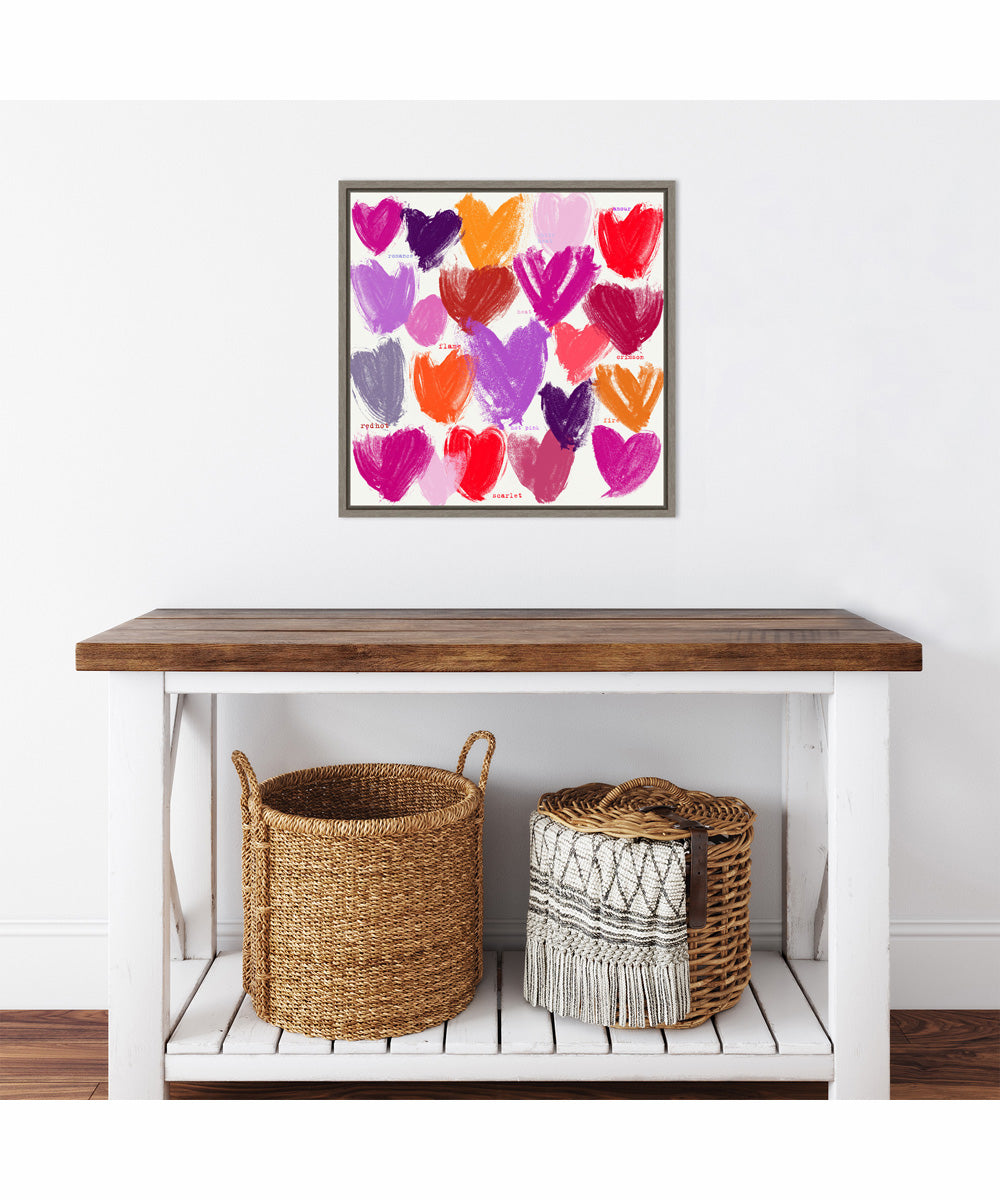 Framed You Color My World With Love by Jenny Frean Canvas Wall Art Print (22  W x 22  H), Sylvie Greywash Frame