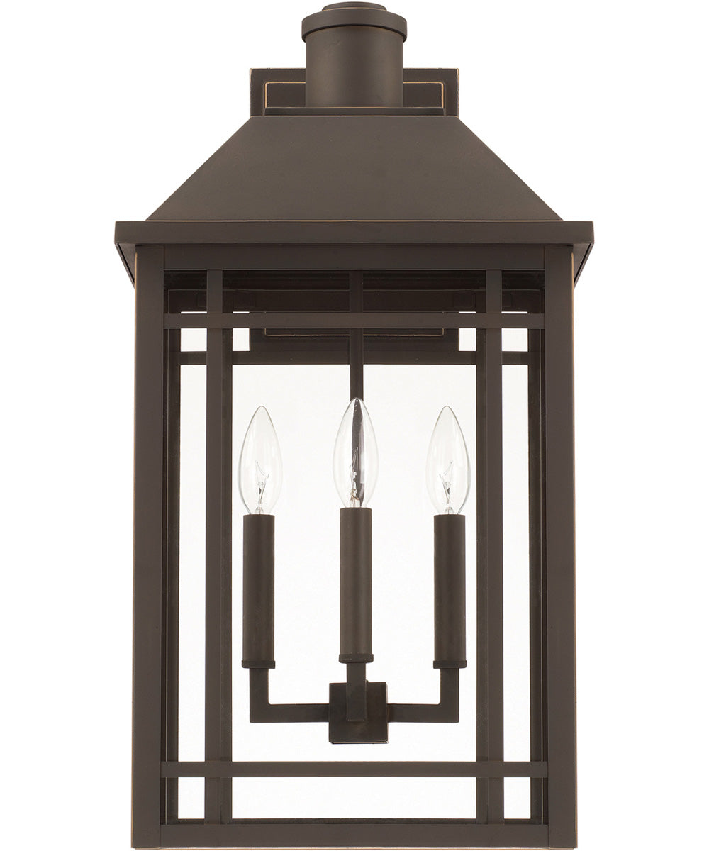 Braden 3-Light Outdoor Wall Mount Rain or Shine - Oiled Bronze with Clear Glass