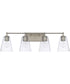 4-Light Vanity In Brushed Nickel With Clear Seeded Glass