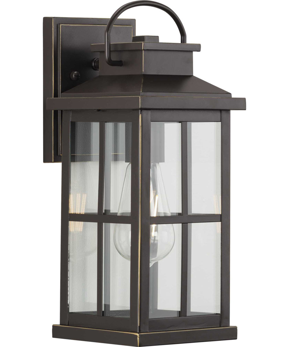 Williamston 1-Light Clear Glass Transitional Style Medium Outdoor Wall Lantern Antique Bronze