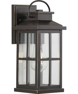 Williamston 1-Light Clear Glass Transitional Style Medium Outdoor Wall Lantern Antique Bronze