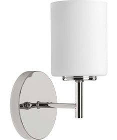 Replay 1-Light Etched White Glass Glass Modern Bath Vanity Light Polished Nickel