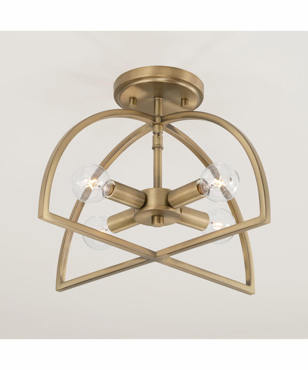 Lawson 4-Light Semi-Flush Aged Brass