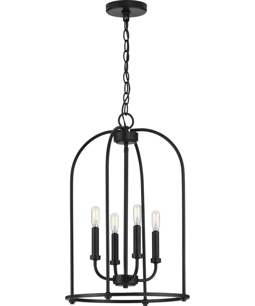 Leyden 4-Light Farmhouse Style Foyer Pendant Light Matte Black